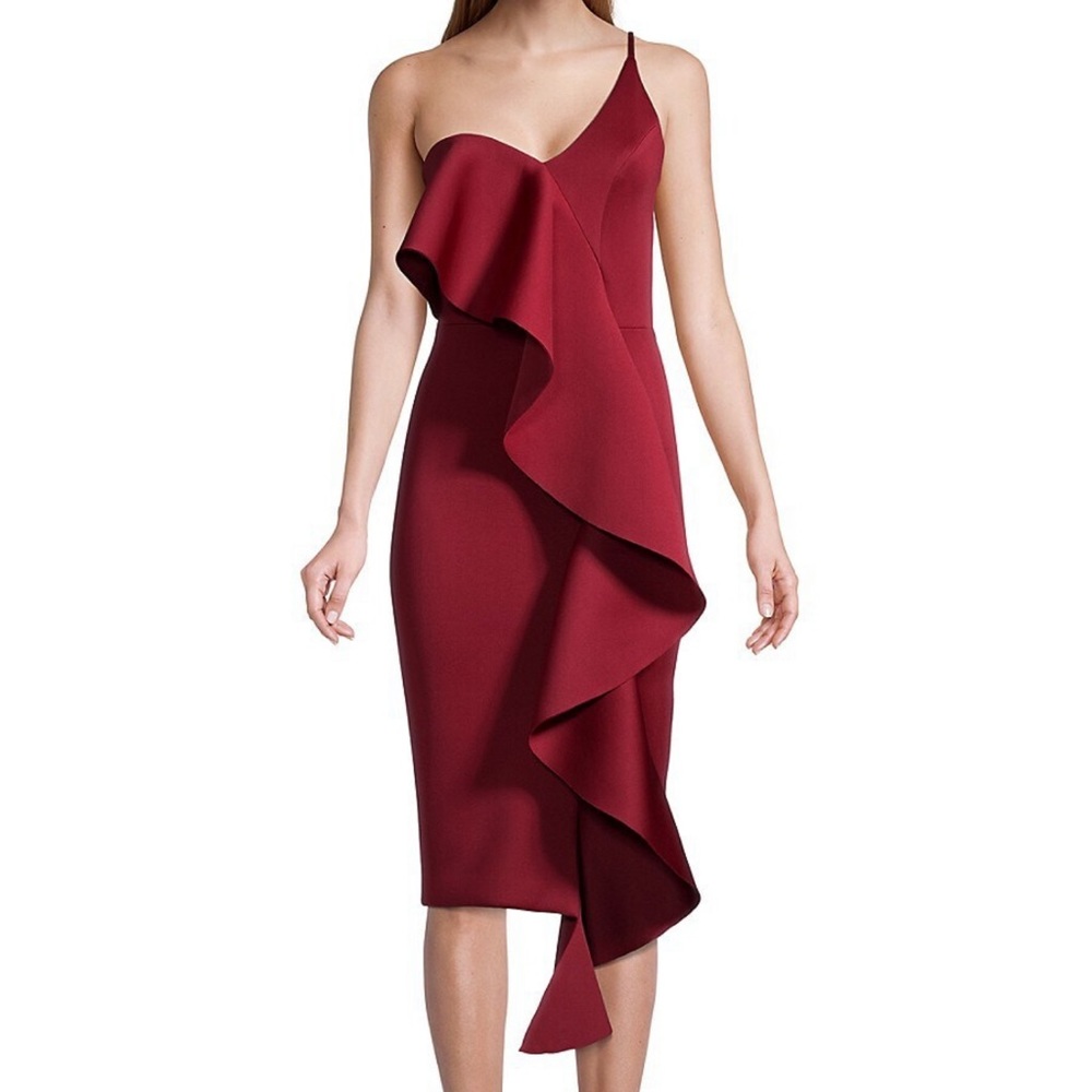 LAVISH ALICE
Scuba Ruffle-Trimmed One-Shoulder Dress